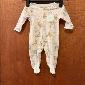 Neutral Animal-Print Footed One-Piece for Kids